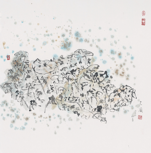 19.邵大箴《山水》水墨2016年初春，69cmx69cm