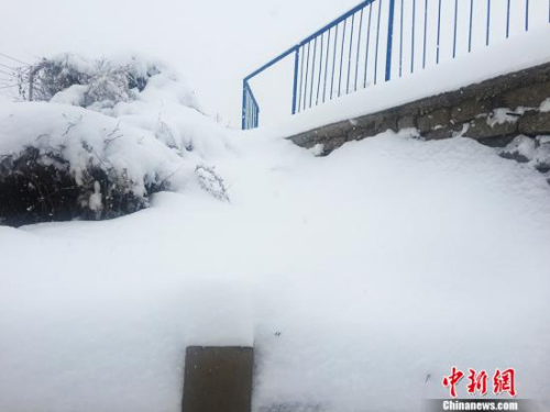 11月21日，河北承德持續(xù)降雪，過程雪量達到中到大雪，甚至暴雪。承德發(fā)布暴雪黃色預警。圖為厚厚的積雪。孫超 攝