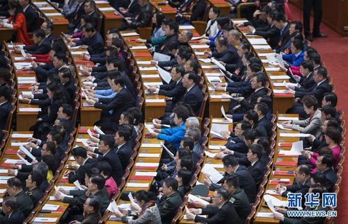 3月15日，第十二屆全國人民代表大會第五次會議在北京人民大會堂舉行閉幕會。 新華社記者崔新鈺攝2