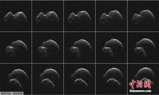 當地時間4月19日，據NASA發布的消息稱，一顆直徑約650米的近地小行星以近180萬公里的距離“擦”過地球，這兩天晚上人們借助小型光學望遠鏡就可以觀測到這個“天外來客”。圖為這顆編號為2014-JO25的天體的雷達圖像拼圖。