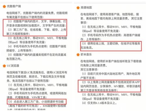 某定向流量卡設定了種種要求，用戶難以做到不使用套餐外流量。APP截圖